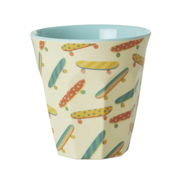 Medium Melamine Cup - Cream - Skateboard Print | Boutique Ballooons