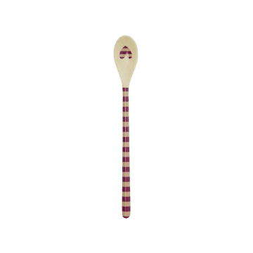 Melamine Latte Spoon - Plum - Stripes Print