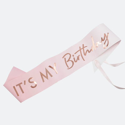 Its My Birthday Pink Ombre Rose Gold Birthday Sash | Boutique Ballooons