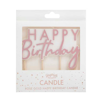 Rose Gold Happy Birthday Candle | Boutique Ballooons