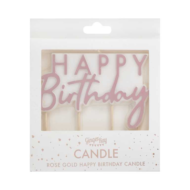 Rose Gold Happy Birthday Candle | Boutique Ballooons