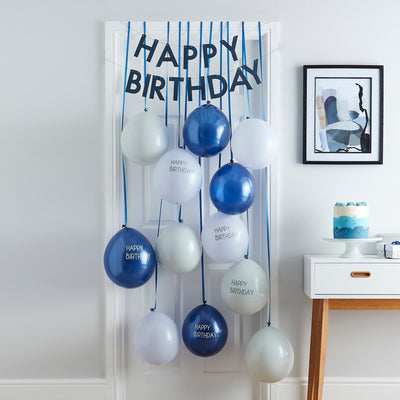 Navy & Blue Happy Birthday Balloon Door Kit | Boutique Ballooons