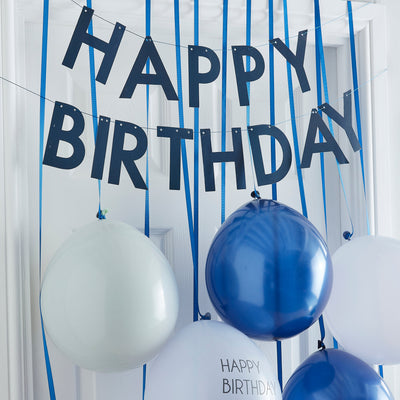 Navy & Blue Happy Birthday Balloon Door Kit | Boutique Ballooons