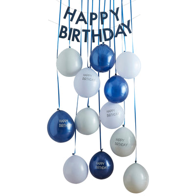 Navy & Blue Happy Birthday Balloon Door Kit | Boutique Ballooons