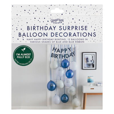 Navy & Blue Happy Birthday Balloon Door Kit | Boutique Ballooons