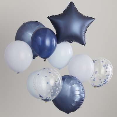 Blue, Navy & Confetti Balloon Bundle | Boutique Ballooons