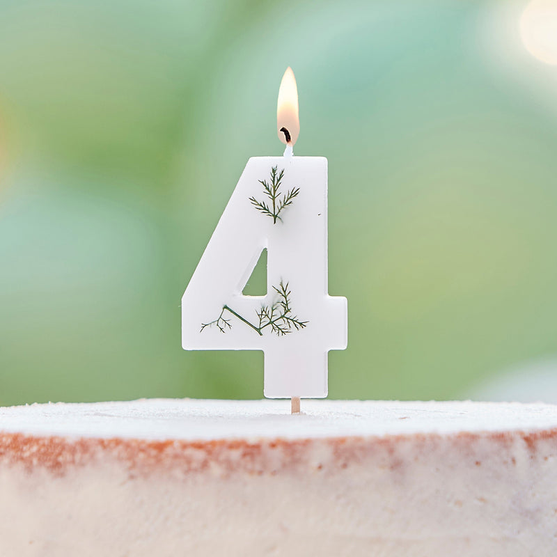 Leaf Foliage Number 4 Birthday Candle