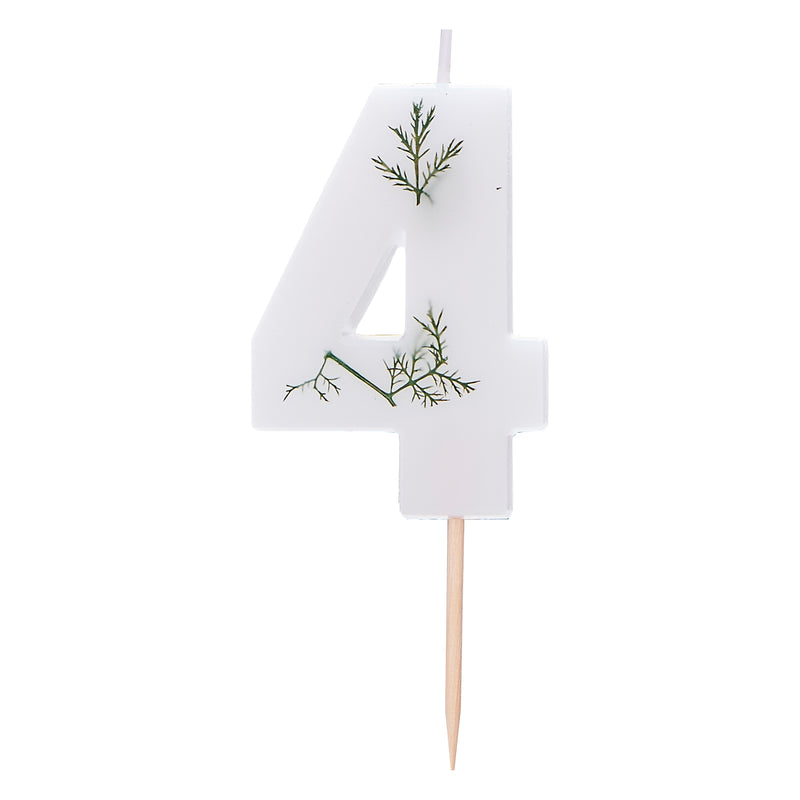 Leaf Foliage Number 4 Birthday Candle