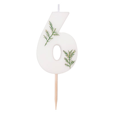 Leaf Foliage Number 6 Birthday Candle