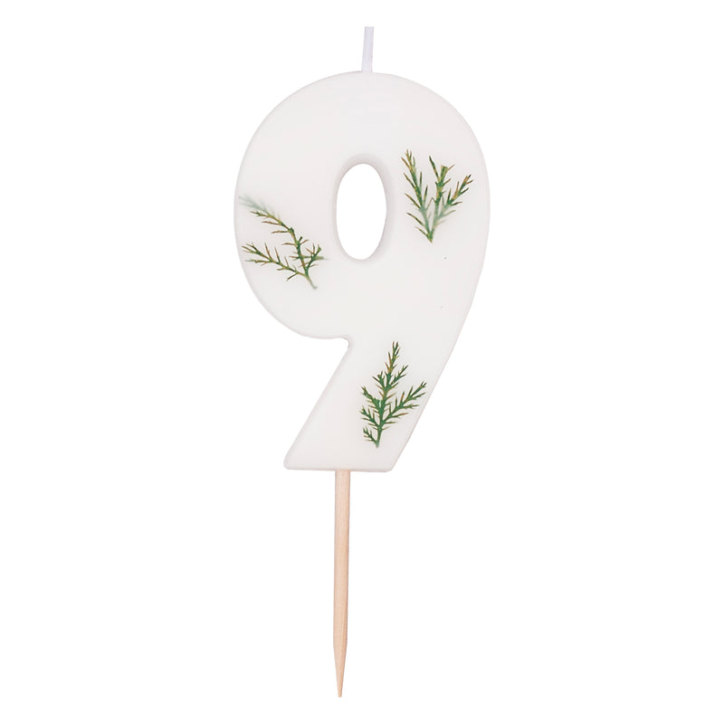 Leaf Foliage Number 9 Birthday Candle