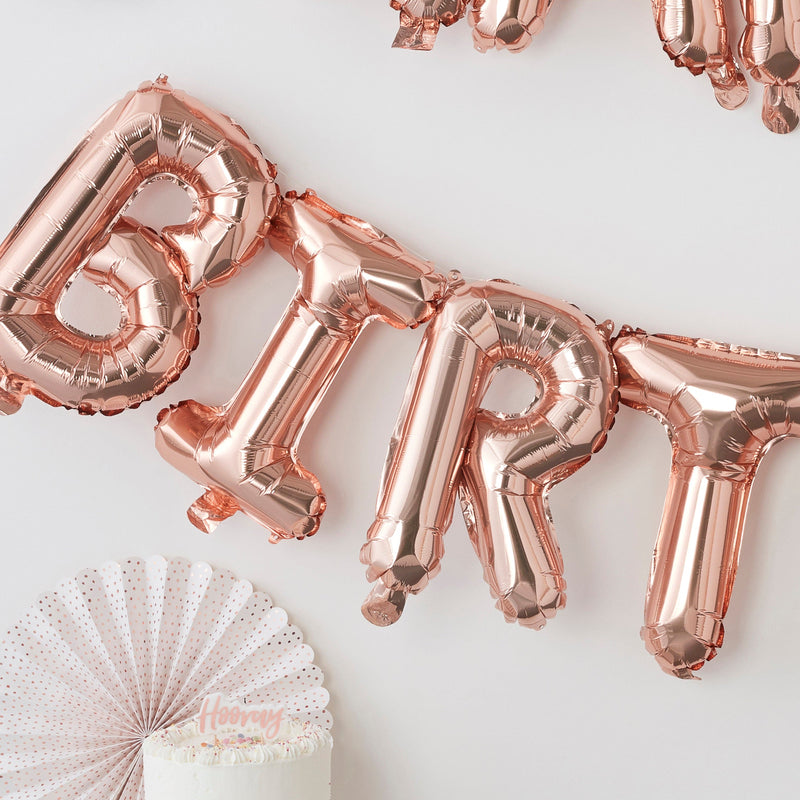 Rose Gold Happy Birthday Bunting Balloon | Boutique Ballooons