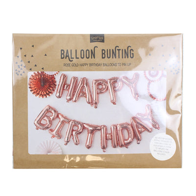 Rose Gold Happy Birthday Bunting Balloon | Boutique Ballooons