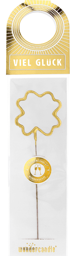 Viel Glück Kleeblatt gold Wondercandle® Flaschenpost | Boutique Ballooons