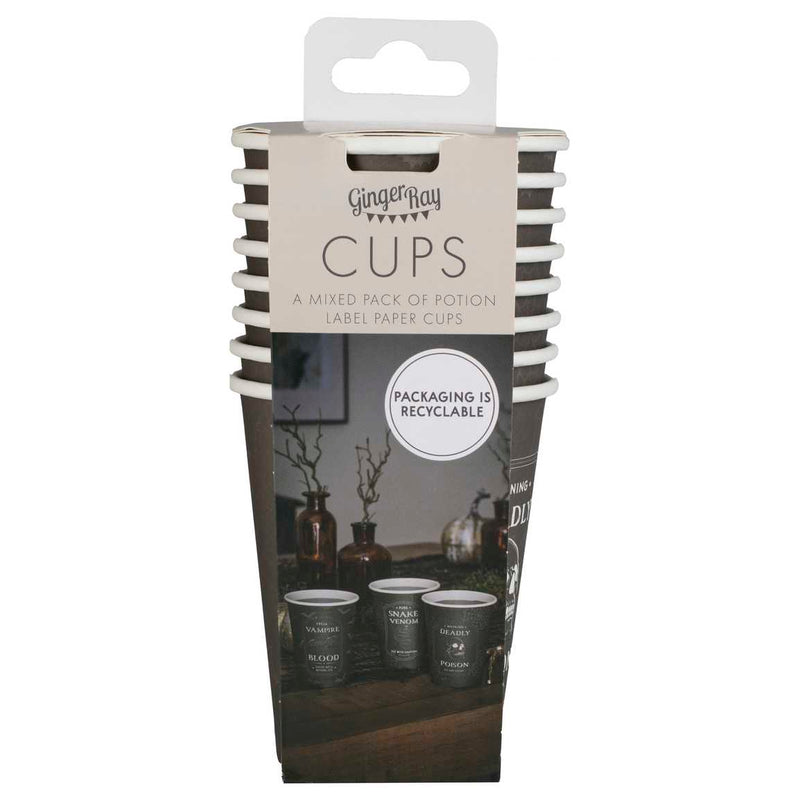 Black Potion Label Halloween Party Paper Cups