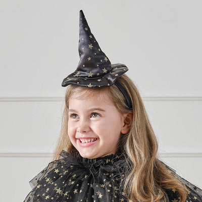 Black & Gold Star Halloween Witch Hat Headband