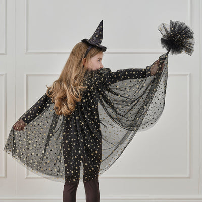 Black & Gold Star Halloween Witch Hat Headband