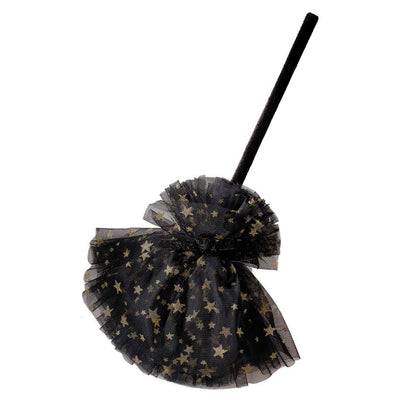 Black & Gold Star Halloween Witches Broom