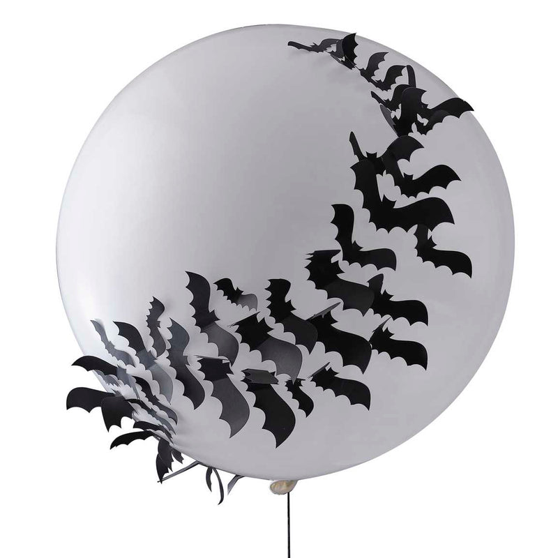 Giant White Halloween Balloon with 3D Bats