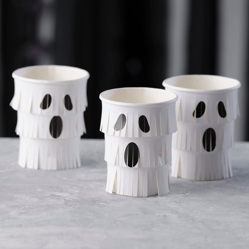 Ghost Fringe Paper Halloween Cups