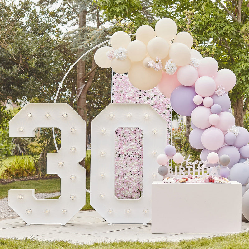 Pastel Pink Happy Birthday Bunting with Balloons | Boutique Ballooons