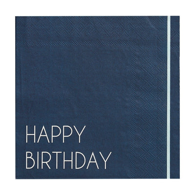 Navy Happy Birthday Paper Napkins | Boutique Ballooons