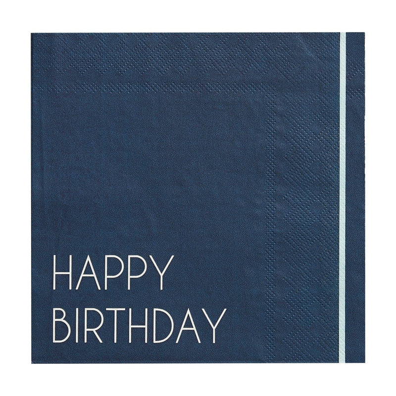 Navy Happy Birthday Paper Napkins | Boutique Ballooons