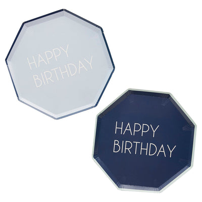 Navy & Blue Happy Birthday Paper Plates | Boutique Ballooons