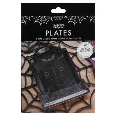 Embossed Tombstone Paper Halloween Plates