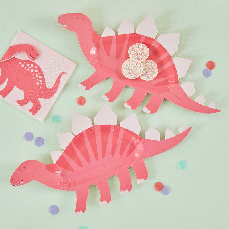 Pink Shaped Dinosaur Sweet Treat Plate