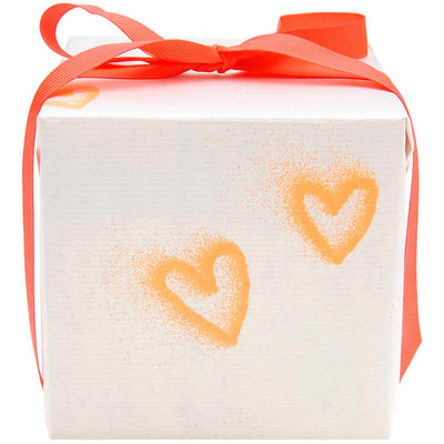 Geschenkpapier Spray Herzen, neon orange | Boutique Ballooons