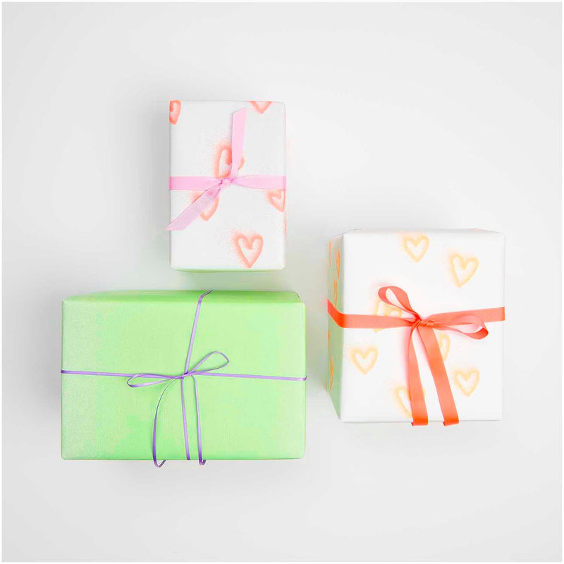 Geschenkpapier Spray Herzen, neon orange | Boutique Ballooons