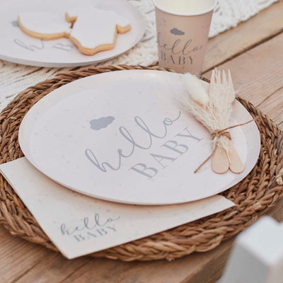 Hello Baby Neutral Baby Shower Plates | Boutique Ballooons