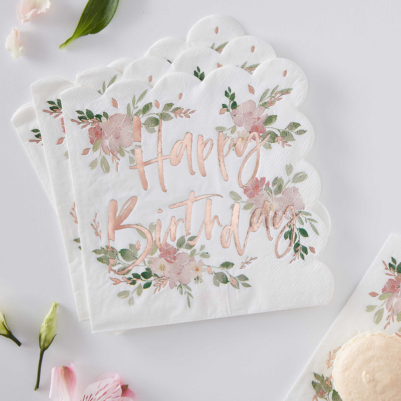 Floral Happy Birthday Napkins