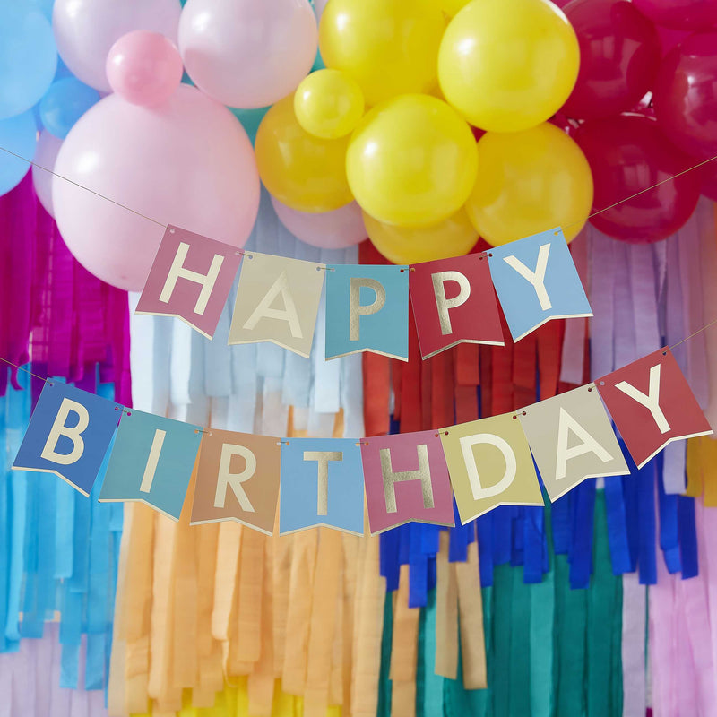 Bunte Happy Birthday Banner-Girlande | Boutique Ballooons