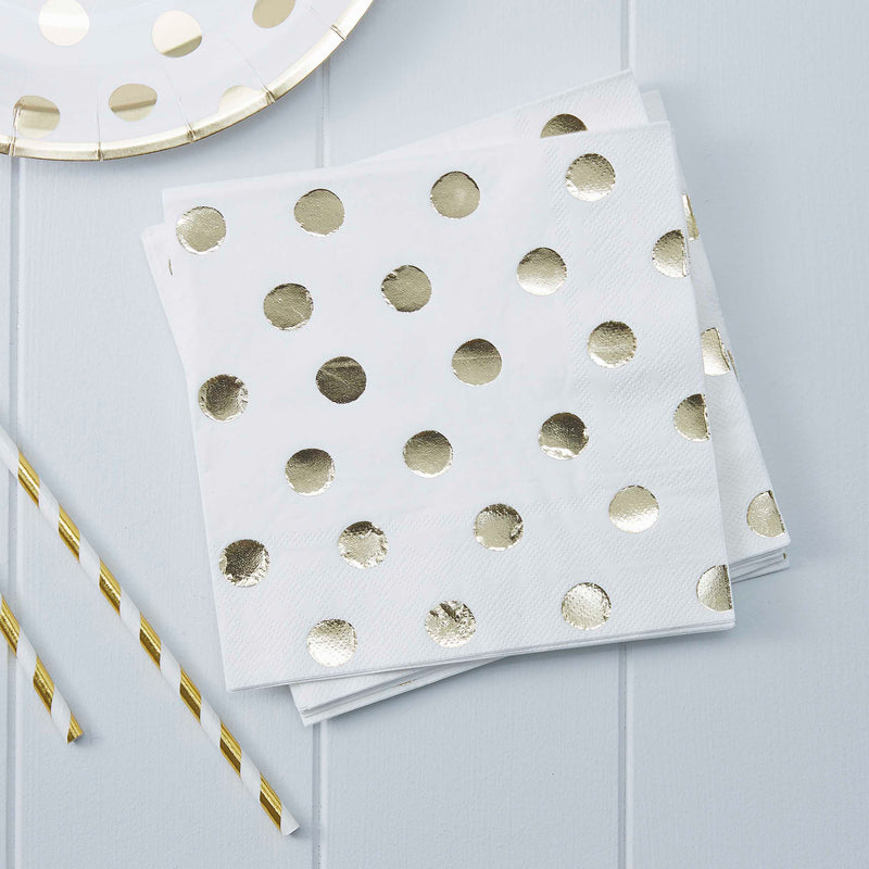 Gold Foiled Polka Dot Party Napkins