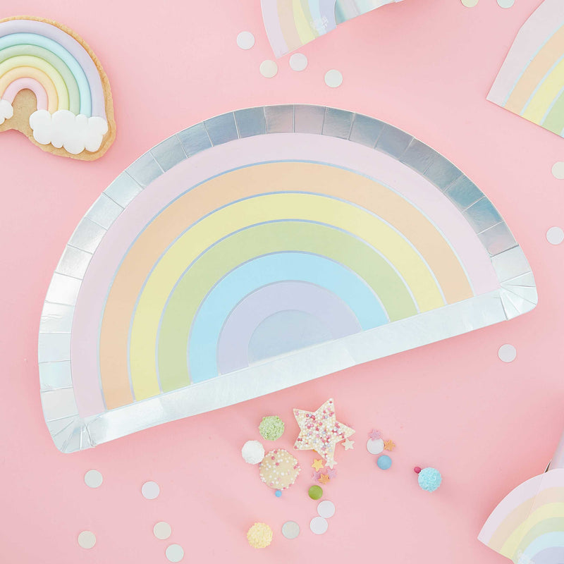 Pastel and Iridescent Paper Rainbow Plates