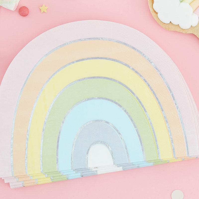 16 Paper Napkins - Rainbow - Foiled | Boutique Ballooons