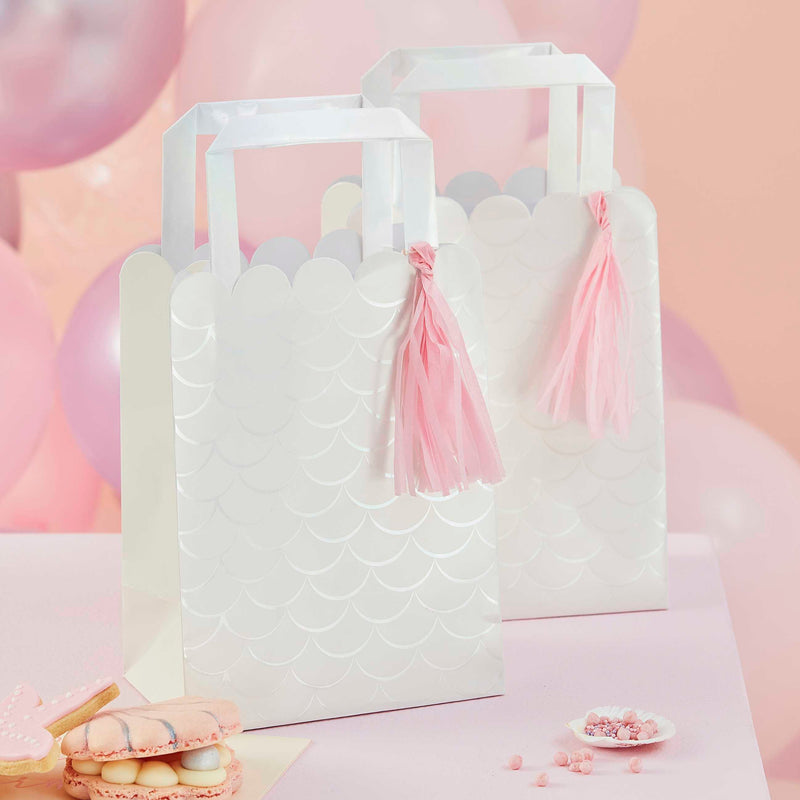 Iridescent and Pink Party Bags with Tassels