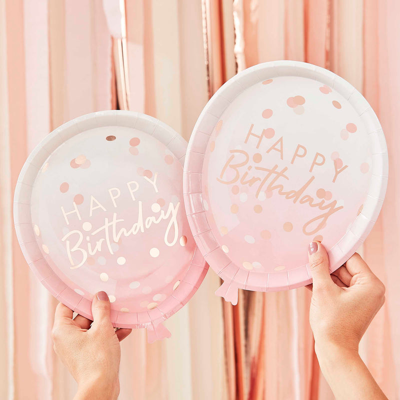 Rose Gold Balloon Shaped Party Paper Plates