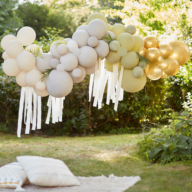 Green, Cream, Grey & Gold Chrome Balloon Arch Kit